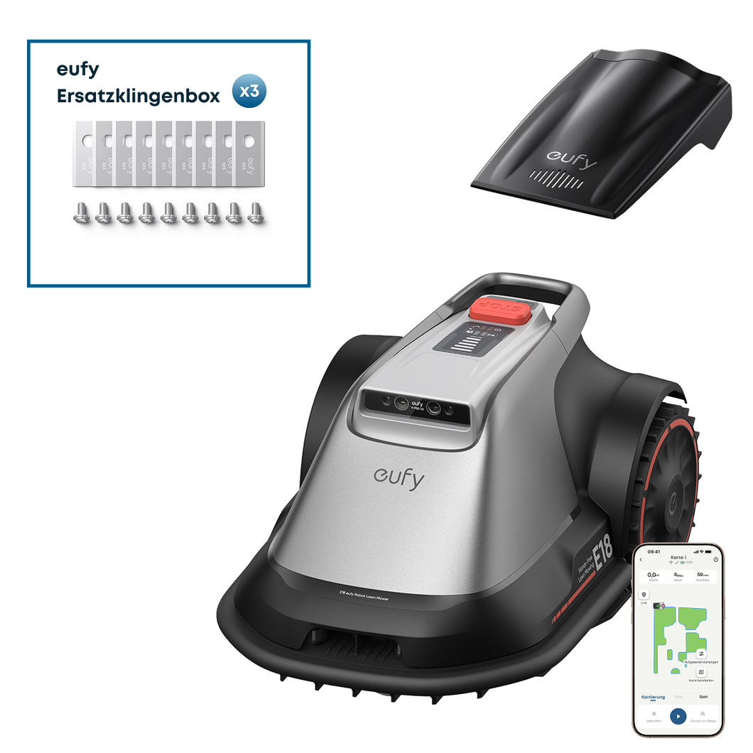 eufy Mähroboter E18 mit eufy Ersatzklingenbox