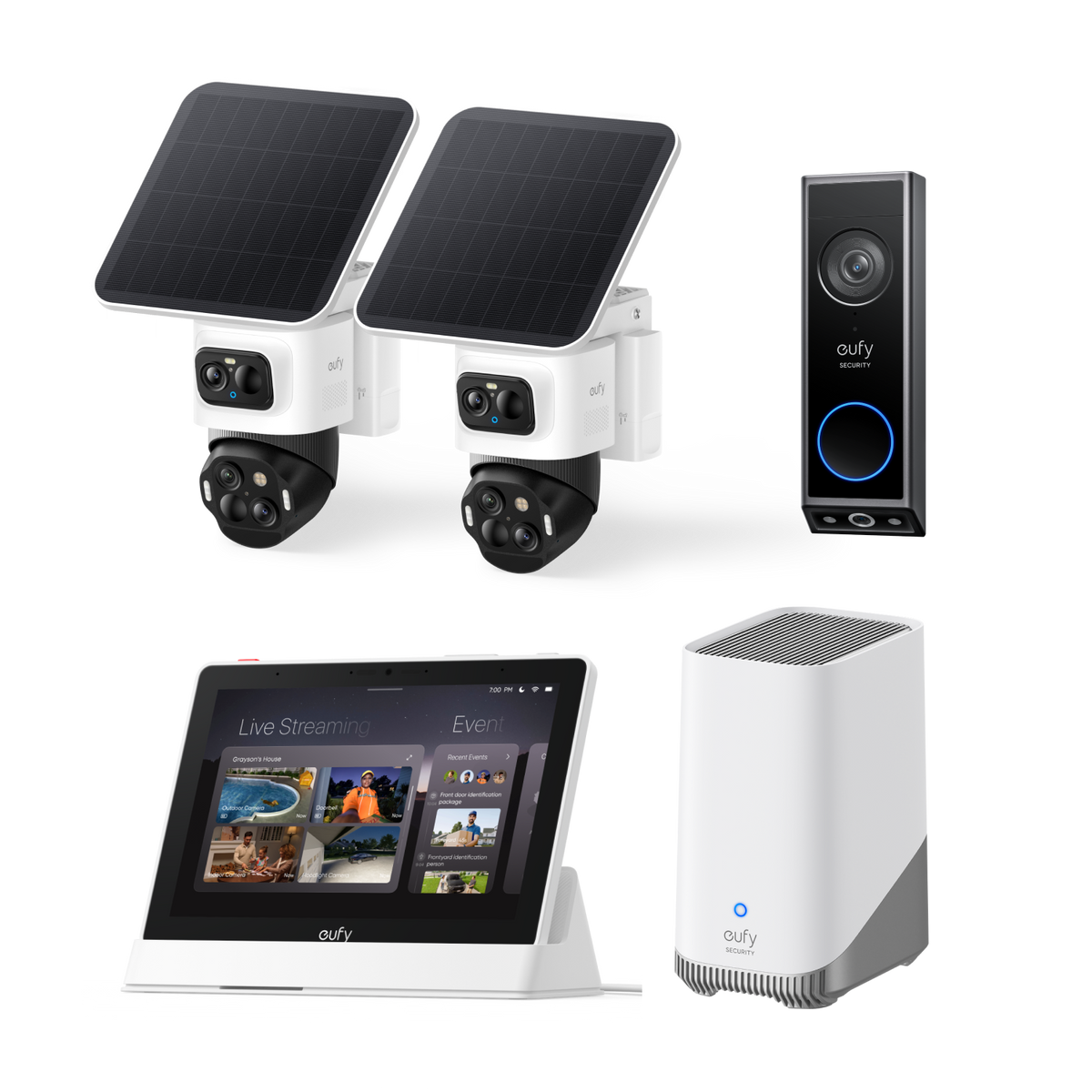 eufyCam S4 2-Kamera-Set + HomeBase™ 3, Türklingel E340 & Smart Display