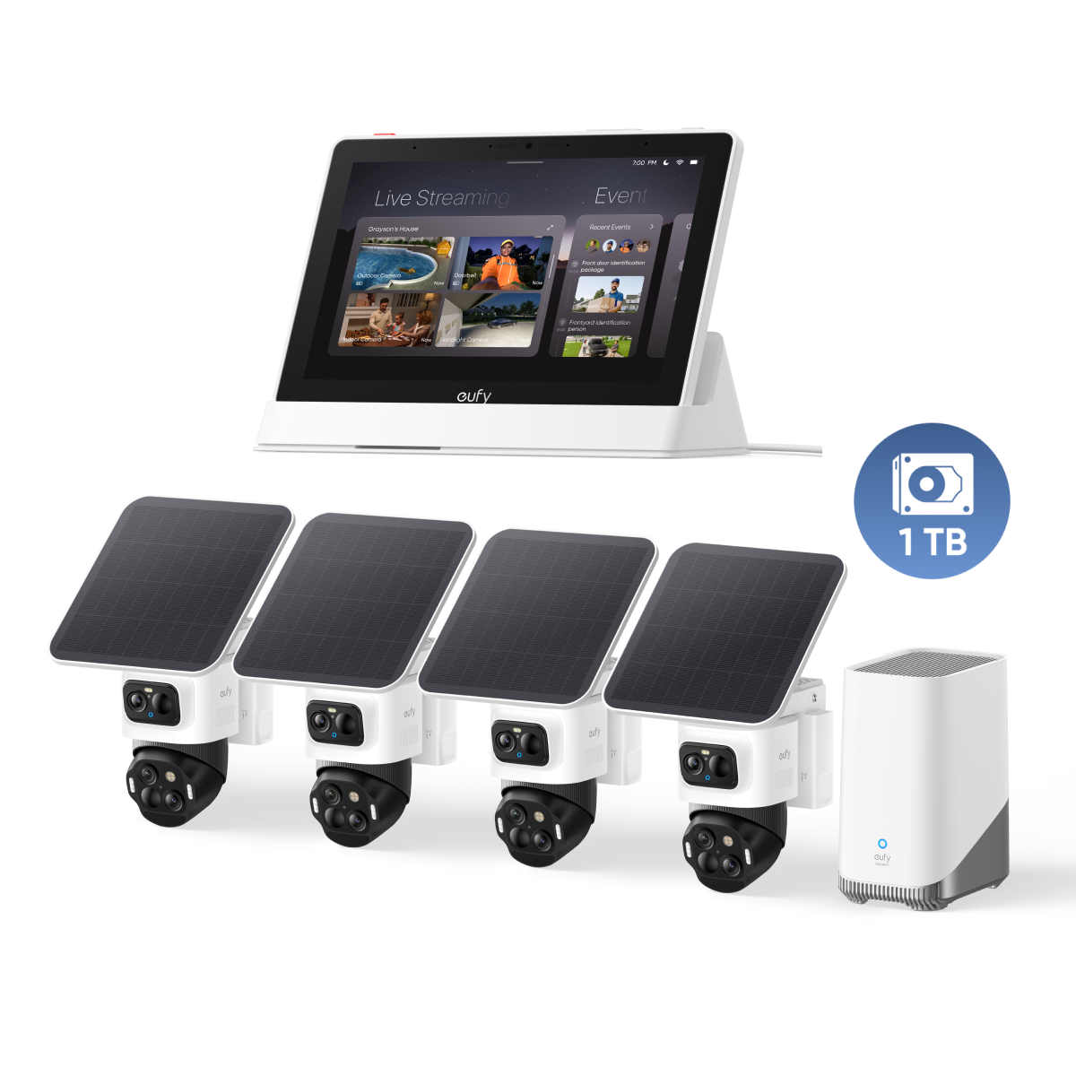 eufyCam S4 4‑Kamera‑Set, 1TB Festplatte